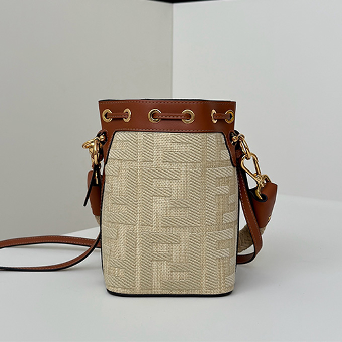 fendi mini mon tresor embroidered ff denim bucket handbag